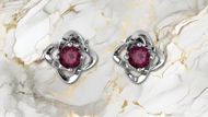 Cate & Chloe Infinity Amethyst February Birthstone 18k White Gold Earrings with Swarovski Crystals for Women (Image via Walmart)